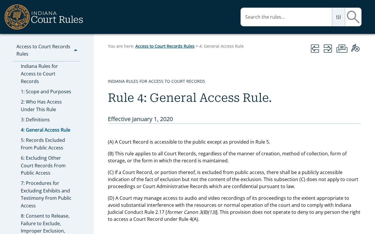 Access Rule 4 for Cedar Grove court records