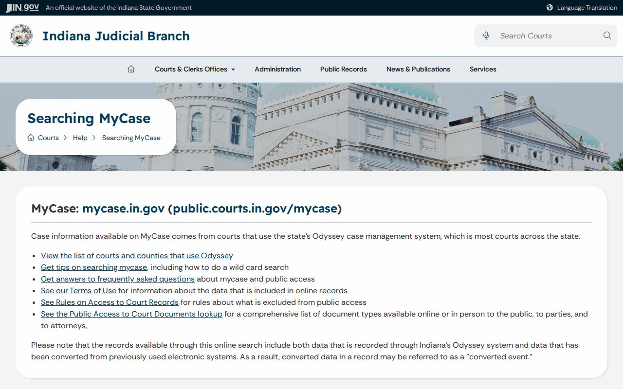Franklin County civil court docket MyCase access limits