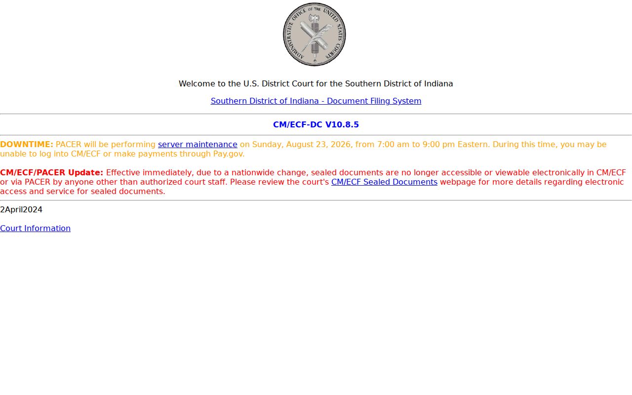 Federal civil filing system separate from Franklin County civil dockets