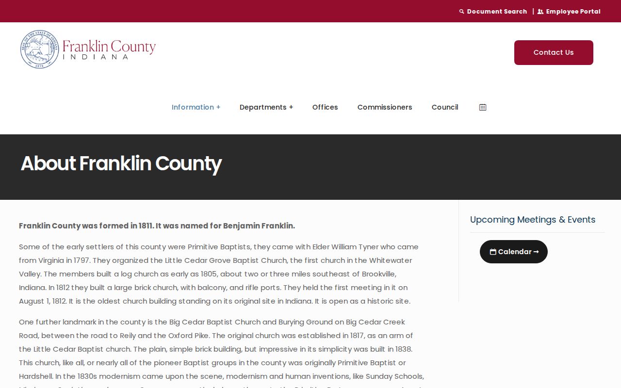 Franklin County court docket courthouse history